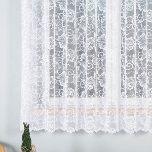 Firanka żakardowa ze wzorem po całości, wysokość 180cm, kolor 001 biały