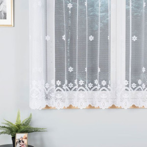 Firanka żakardowa ze wzorem pasowym, wysokość 150cm, kolor 001 biały