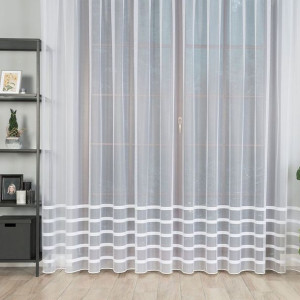 Firanka fantazyjna ze wzorem pasowym z ołowianką, wysokość 250cm, kolor 001