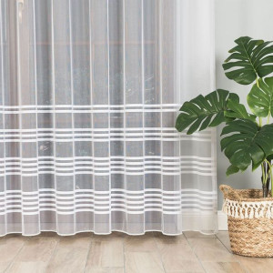 Firanka fantazyjna ze wzorem pasowym z ołowianką, wysokość 250cm, kolor 001