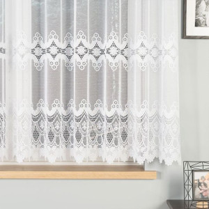 Firanka żakardowa z wzorem pasowym, wysokość 155cm, kolor 001 biały