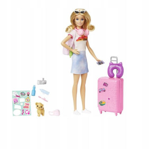 Lalka Barbie Malibu z pieskiem w podróży