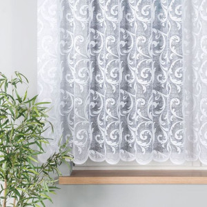 Firanka żakardowa ze wzorem po całości, wysokość 155cm, kolor 001 biały