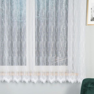 Firanka żakardowa ze wzorem po całości, wysokość 180cm, kolor 001 biały