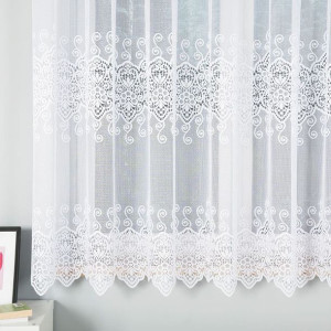 Firanka żakardowa ze wzorem pasowym, wysokość 170cm, kolor 001 biały