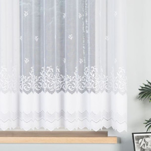 Firanka żakardowa ze wzorem po całości, wysokość 160cm, kolor 001 biały