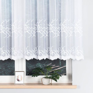 Firanka żakardowa ze wzorem pasowym, wysokość 130cm, kolor 001 biały
