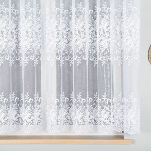 Firanka żakardowa ze wzorem pasowym, wysokość 160cm, kolor 001 biały