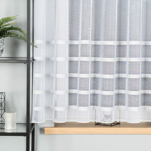 Firanka fantazyjna ze wzorem pasowym z ołowianką, wysokość 160cm, kolor 003