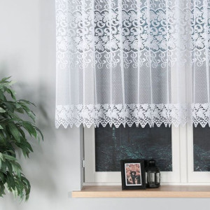 Firanka żakardowa ze wzorem pasowym, wysokość 120cm, kolor 001 biały