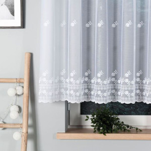 Firanka żakardowa ze wzorem po całości, wysokość 140cm, kolor 001 biały