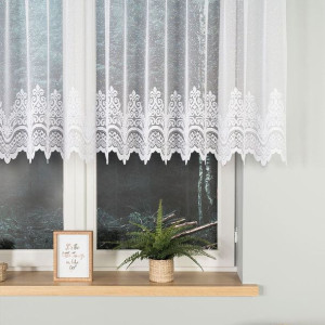 Firanka żakardowa ze wzorem na samym dole, wysokość 110cm, kolor 001 biały