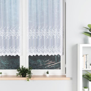 Firanka żakardowa ze wzorem pasowym, wysokość 110cm, kolor 001 biały