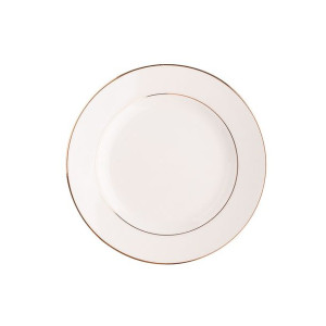 Talerz deserowy porcelanowy MariaPaula Nova Ecru Złota Linia kremowy 17 cm