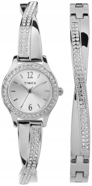 Zegarek Damski TIMEX TW2T58000 Bransoleta Cyrkonie