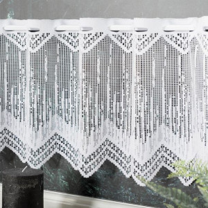 Zazdrostka żakardowa ze wzorem po całości, wysokość 30cm, kolor 001 biały