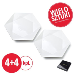 PAKIET RALPH WHITE Komplet 2 talerzy 4kpl+4kpl GRATIS 28,5/32,5xh3cm razem