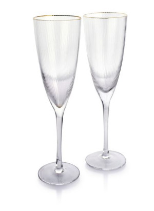 MADA GOLD Komplet 2 KIELISZKÓW DO SZAMPANA 300ml 7x7xh25cm