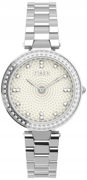Zegarek Damski TIMEX TW2V45000 Cyrkonie Srebrny