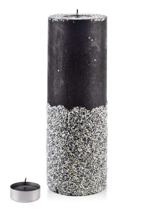 Świeca Lampion Walec 120x360 Diament Czarny Srebro