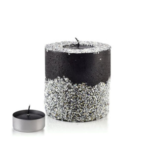 Świeca Lampion Walec 120x120 Diament Czarny Srebro
