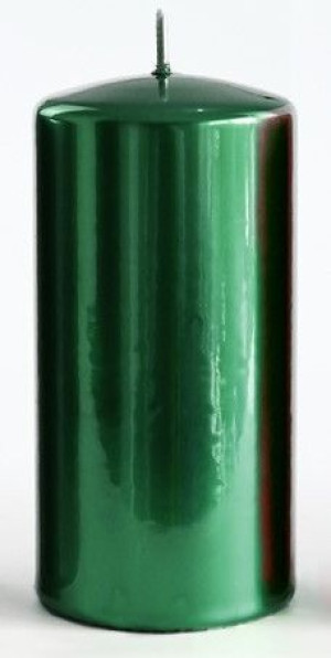 Świeca LUSTRO walec duży parafinowa 7xh18cm zielona