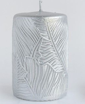 Świeca TIVANO walec duży 7x17,5cm       parafinowa srebrna