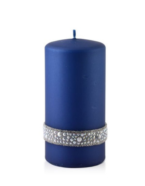 Świeca CRYSTAL Walec średni P 7xh14cm   parafinowa granatowa