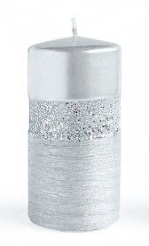 Świeca QUEEN EVO walec duży 7xh18cm srebrna