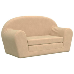 2-os. sofa dla dzieci, kremowa, miękki plusz