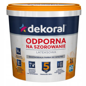 Farba do ścian i sufitów śnieżnobiały 1L DEKORAL