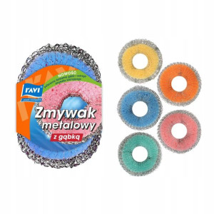 Gąbka zmywak metalowy z gąbką RAVI