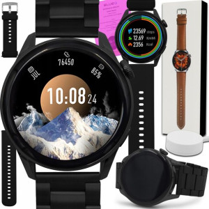 Elegancki zegarek męski SMARTWATCH PL menu rozmowy SMS ekg puls sport LUX