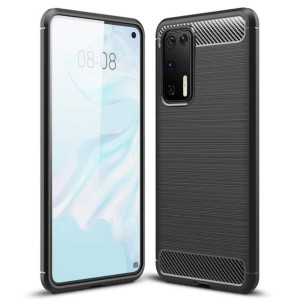 Carbon Case elastyczne etui pokrowiec Huawei P40 czarny