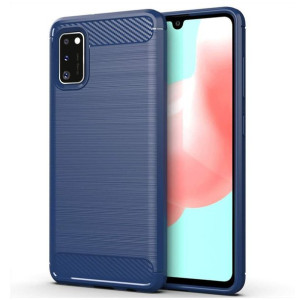 Carbon Case elastyczne etui pokrowiec Samsung Galaxy A41 niebieski