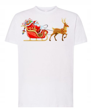 T-Shirt męski nadruk Mikołaj Sanie R.4XL