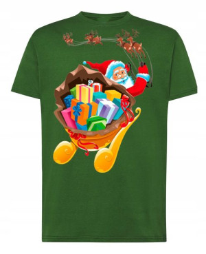 T-Shirt męski nadruk Mikołaj Sanie R.5XL