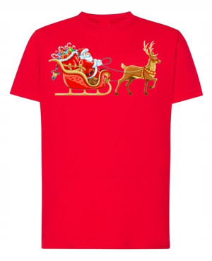 T-Shirt męski nadruk Mikołaj Sanie R.XL