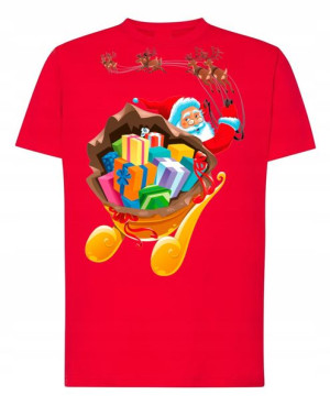T-Shirt męski nadruk Mikołaj Sanie R.XS