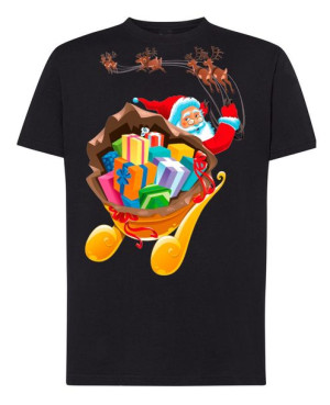T-Shirt męski nadruk Mikołaj Sanie R.XS