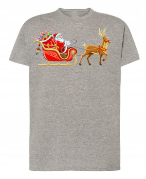 T-Shirt męski nadruk Mikołaj Sanie R.XS