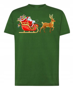T-Shirt męski nadruk Mikołaj Sanie R.XXL