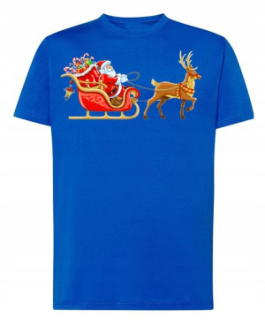 T-Shirt męski nadruk Mikołaj Sanie R.XXL