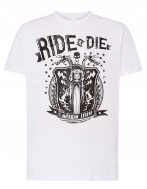 T-Shirt męski nadruk MOTOCYKL Ride or Die r.L