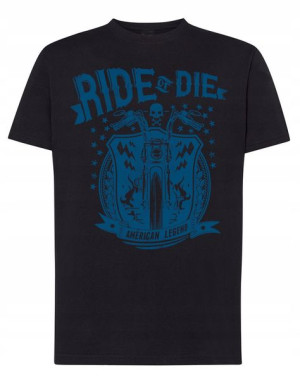 T-Shirt męski nadruk MOTOCYKL Ride or Die r.M