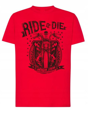 T-Shirt męski nadruk MOTOCYKL Ride or Die r.S