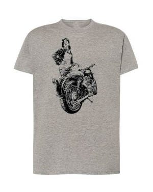 T-Shirt męski nadruk Motocyklistka Lato Rozm.XS