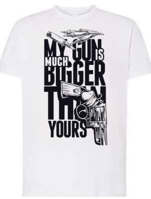 T-Shirt męski nadruk My Gun is Bigger R.M