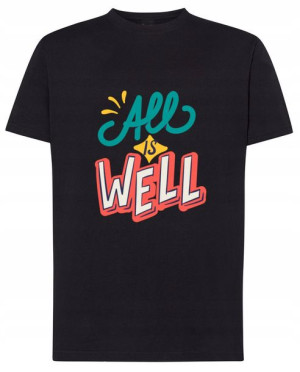 T-Shirt męski nadruk napis All is WELL Rozm.L