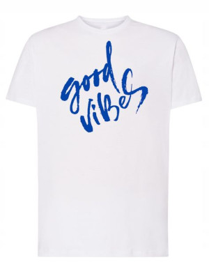 T-Shirt męski nadruk napis GOOD VIBES Rozm.5XL